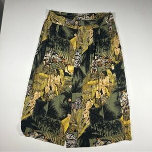 Vintage 70s Midi Skirt Animal Safari Print By Melose Woman Size 18 Made USA